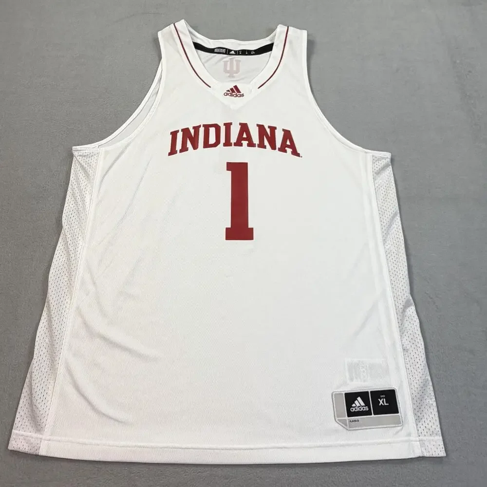 Indiana Hoosiers Jersey Mens XL White NCAA Basketball Adidas #1 IU